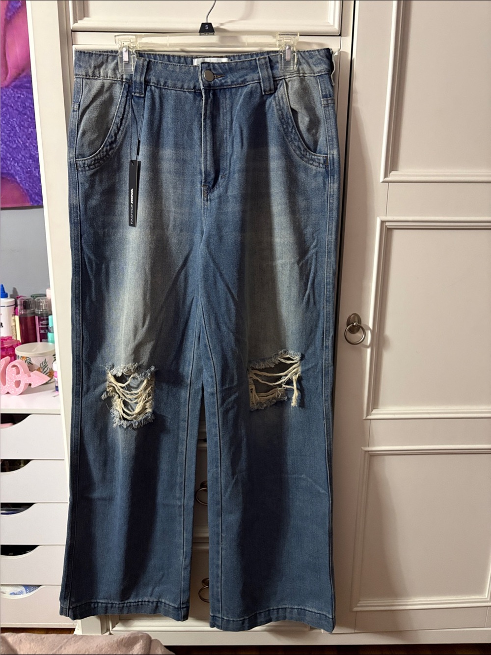 Fashion Nova drew drop waist baggy jeans - medium wash
